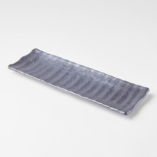 Premium Crumpled Design Sashimi Plate - Black, 33cm
