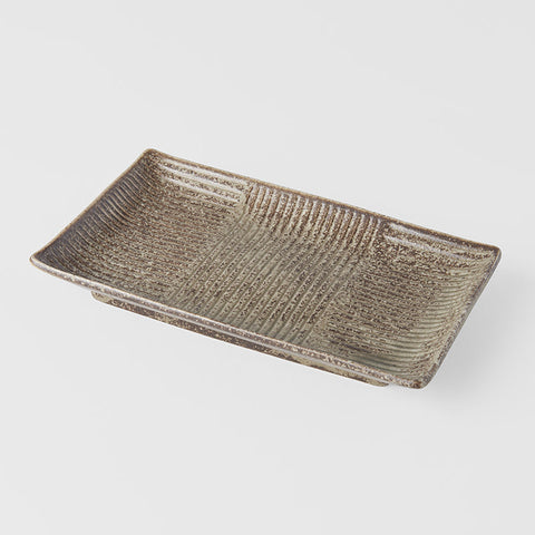 Premium Sushi Plate with Light Brown Glaze - 21cm