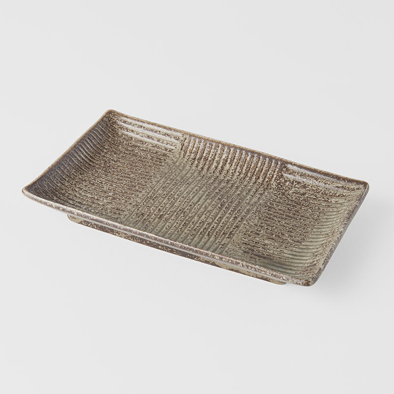 Premium Sushi Plate with Light Brown Glaze - 21cm
