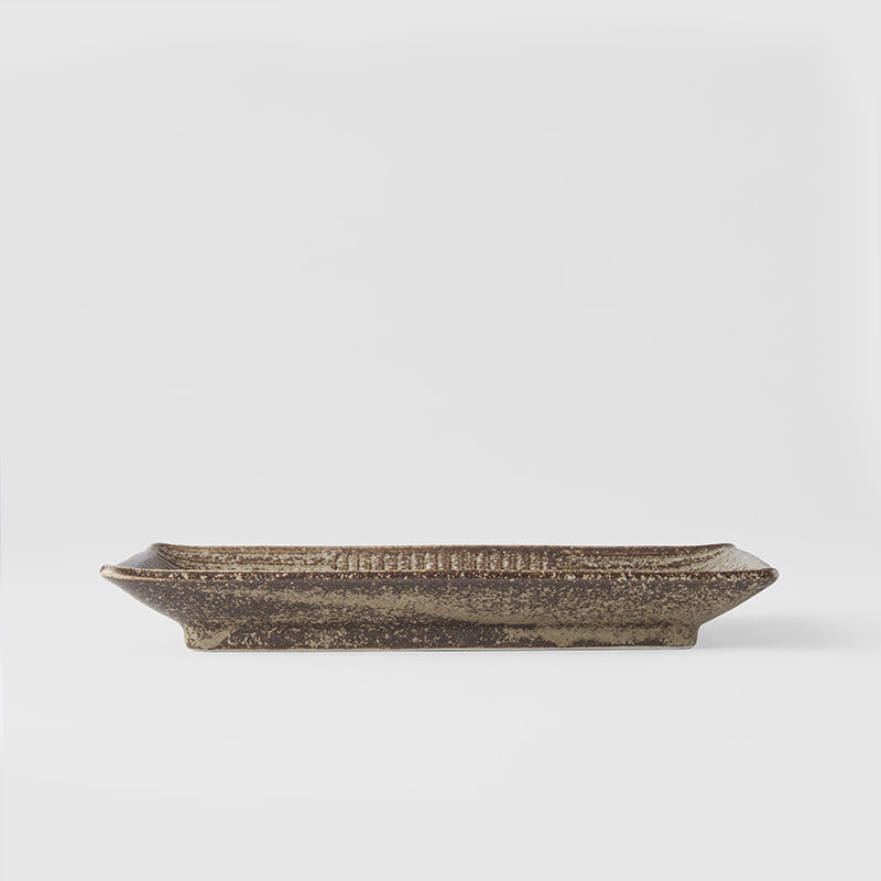 Premium Sushi Plate with Light Brown Glaze - 21cm