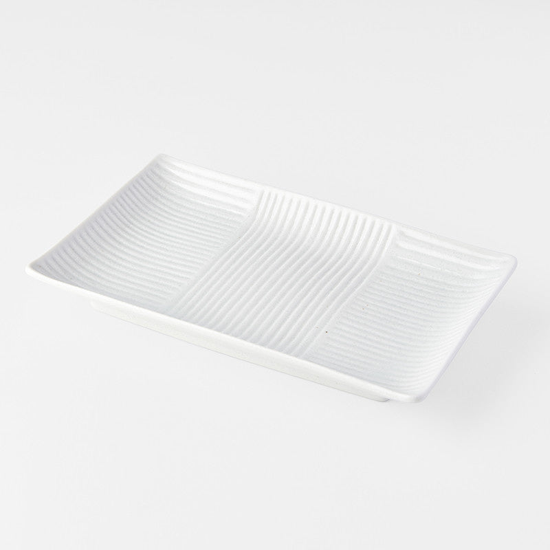 Premium Sushi Plate with Line White Design - Blue, 21cm