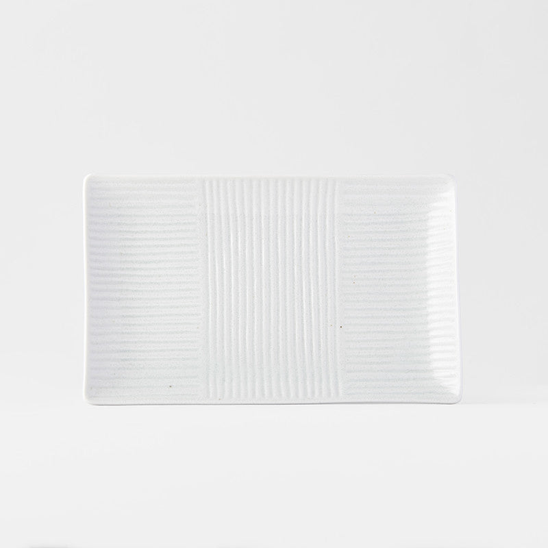 Premium Sushi Plate with Line White Design - Blue, 21cm