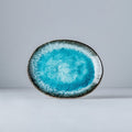 Premium 18cm Sky Blue Glaze Oval Ceramic Plate Dishwasher Safe