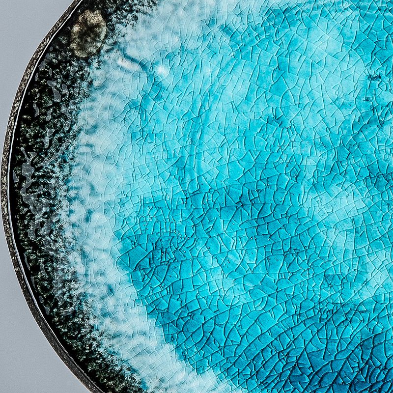 Premium 18cm Sky Blue Glaze Oval Ceramic Plate Dishwasher Safe