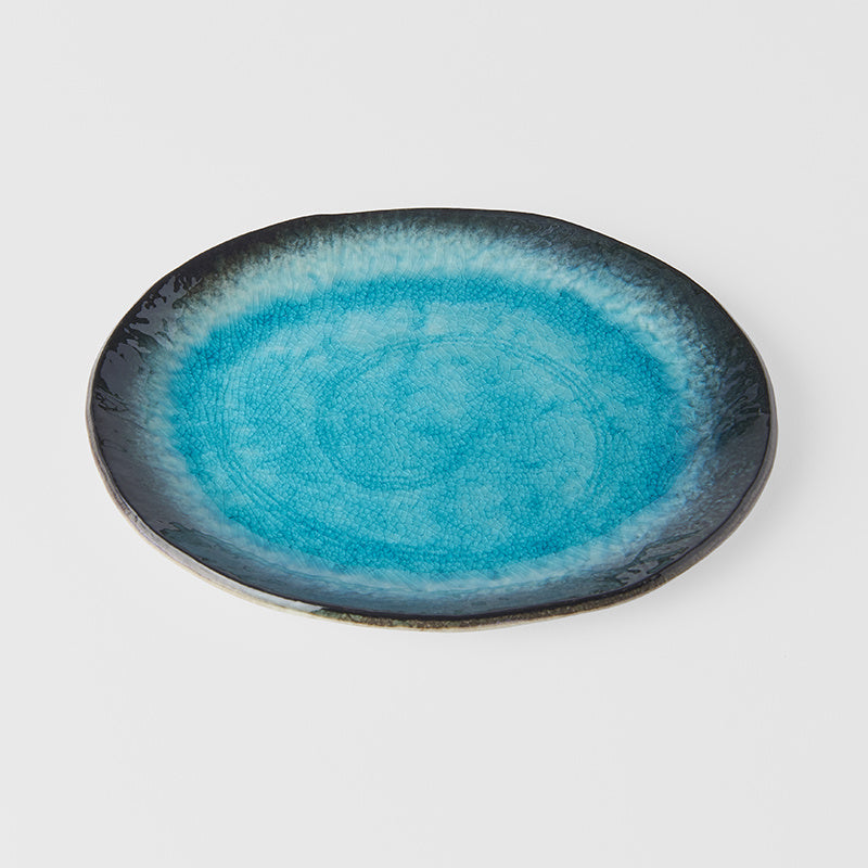 Premium 22cm Sky Blue Glaze Oval Ceramic Plate Dishwasher Safe