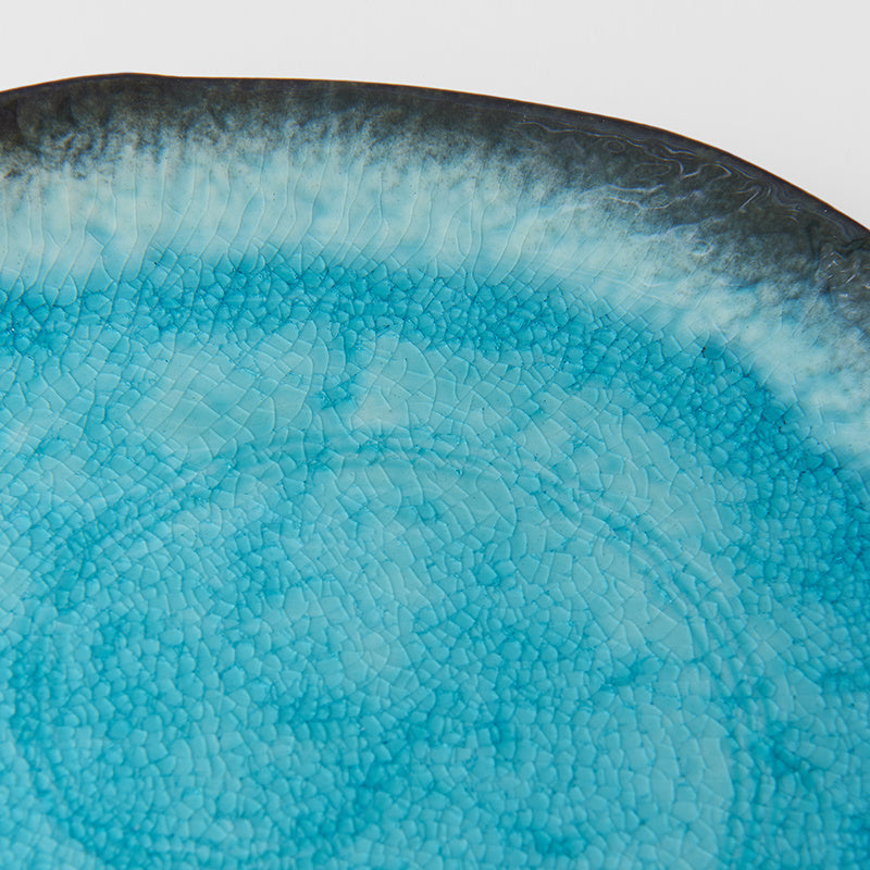 Premium 22cm Sky Blue Glaze Oval Ceramic Plate Dishwasher Safe