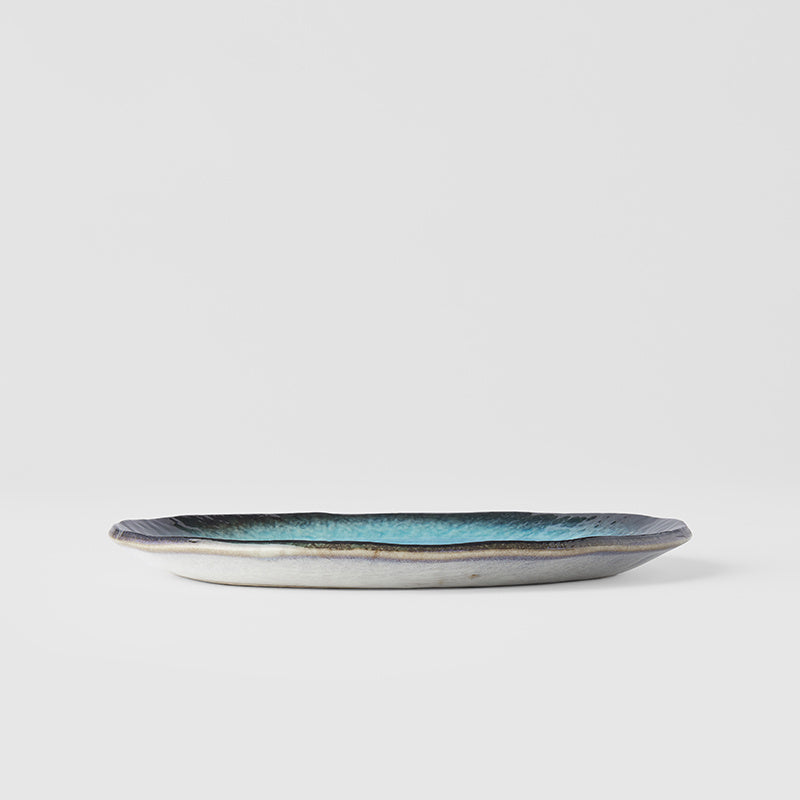 Premium 22cm Sky Blue Glaze Oval Ceramic Plate Dishwasher Safe