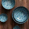 Premium 21cm Blue Daisy Glaze Ceramic Pasta Bowl 500ml Dishwasher Microwave Safe
