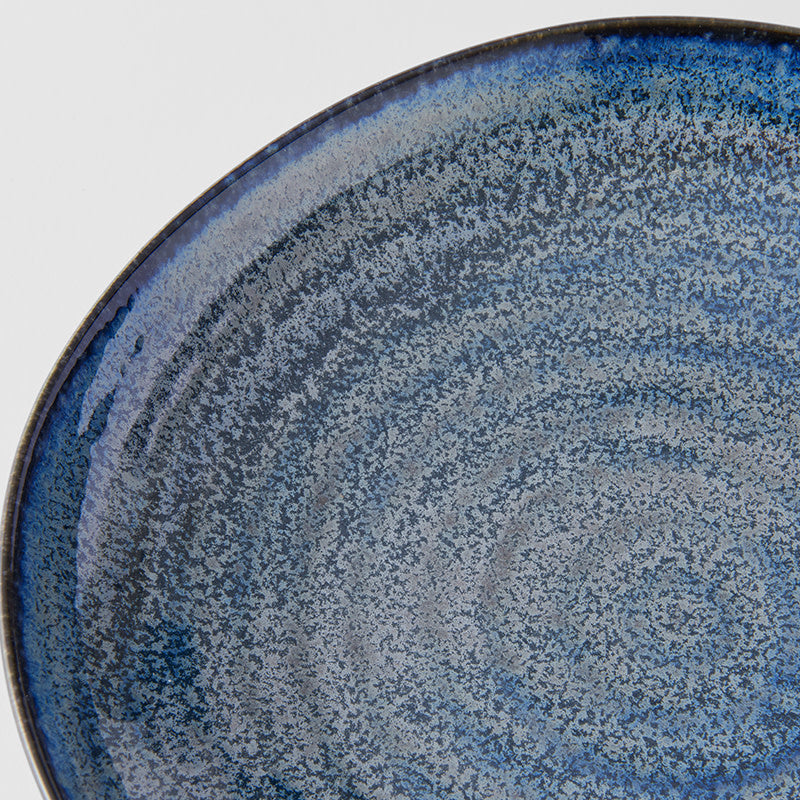 Premium 23cm Kanso Indigo Blue Glaze Organic Ceramic Dinner Plate Dishwasher Microwave Safe