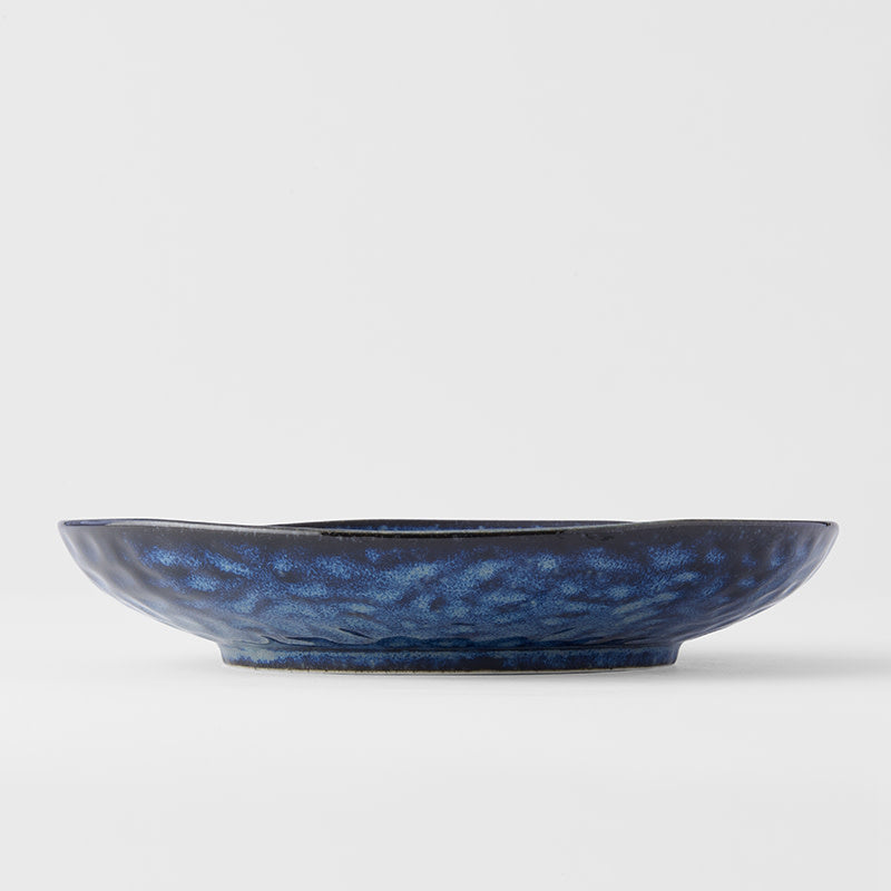 Premium 23cm Kanso Indigo Blue Glaze Organic Ceramic Dinner Plate Dishwasher Microwave Safe