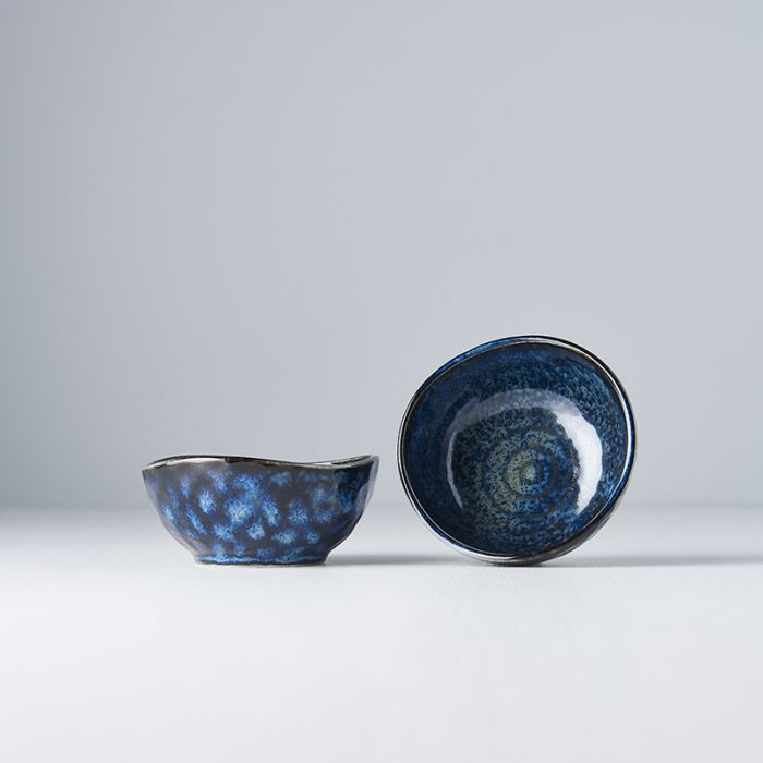Premium 8.5cm Kanso Indigo Blue Glaze Organic Ceramic Sauce Dish 100ml