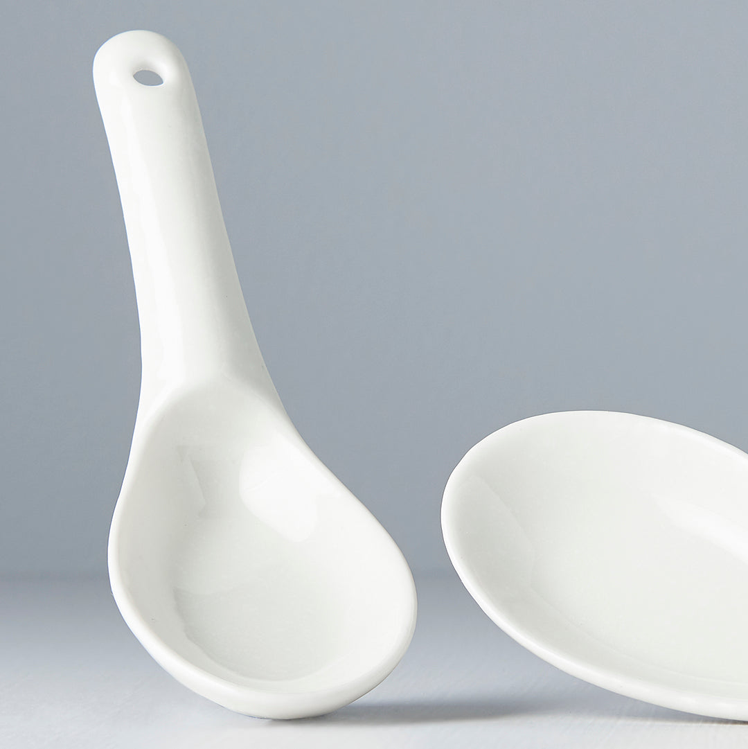 Kanso Soft White Glaze Ceramic Spoon 15cm Japanese Tableware Dishwasher Microwave Safe