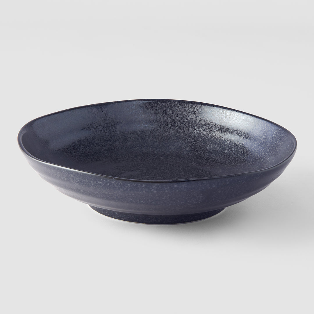 Premium 21cm Kanso Matte Black Organic Ceramic Pasta Bowl 600ml Dishwasher Microwave Safe