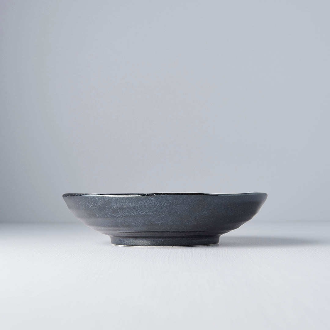Premium 21cm Kanso Matte Black Organic Ceramic Pasta Bowl 600ml Dishwasher Microwave Safe