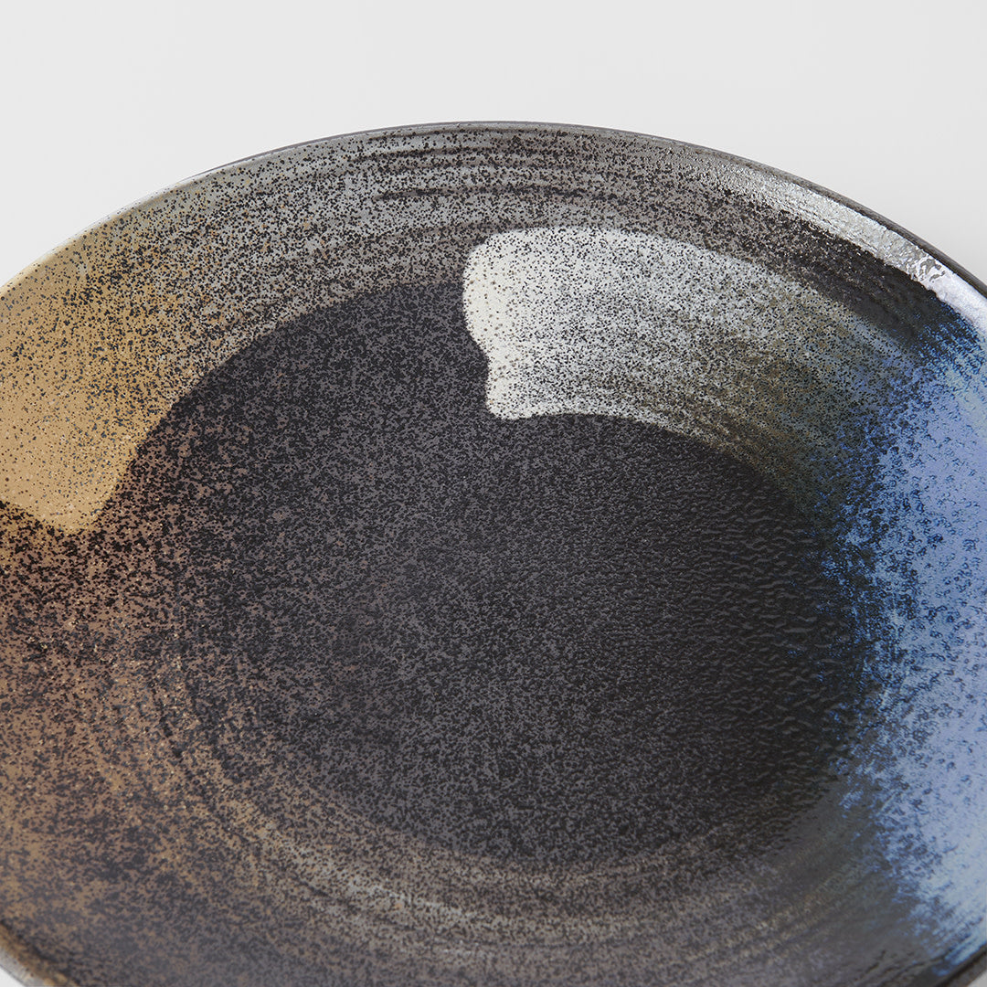 Premium Dinner Plate – Black Gold Brushstroke Glaze 28.5cm