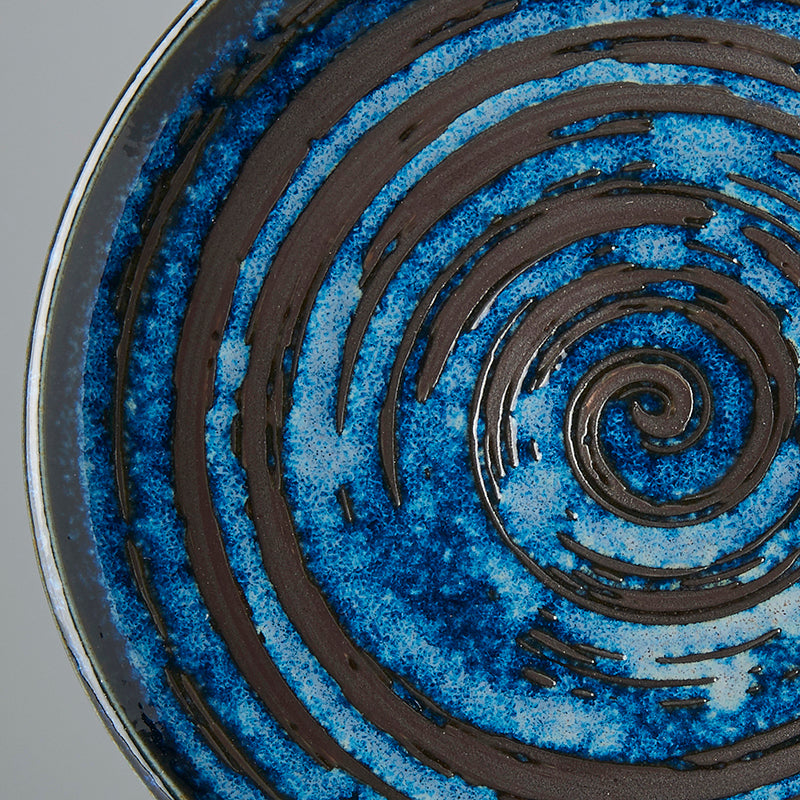 Premium Tapas Plate – Blue Copper Swirl Glaze 17cm