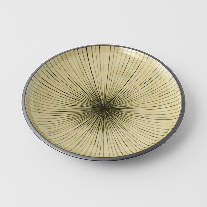 Premium Tapas Plate – Green Converging Line Glaze 17cm