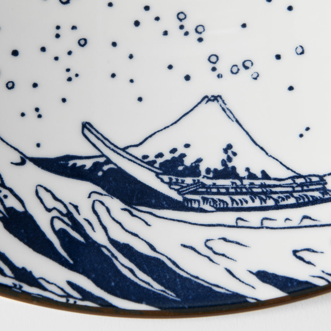 Premium Hokusai Great Wave Ramen Bowl - Blue, 24.5cm
