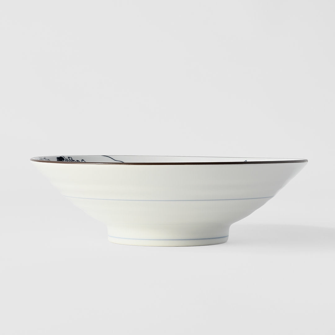 Premium Hokusai Great Wave Ramen Bowl - Blue, 24.5cm