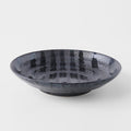 Premium Flat Pasta Bowl – Gloss Black Stripes 23cm, 500ml