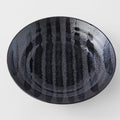 Premium Flat Pasta Bowl – Gloss Black Stripes 23cm, 500ml