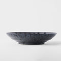 Premium Flat Pasta Bowl – Gloss Black Stripes 23cm, 500ml