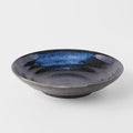 Premium Flat Pasta Bowl – Black Gold Brushstroke Glaze 23cm