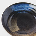 Premium Flat Pasta Bowl – Black Gold Brushstroke Glaze 23cm