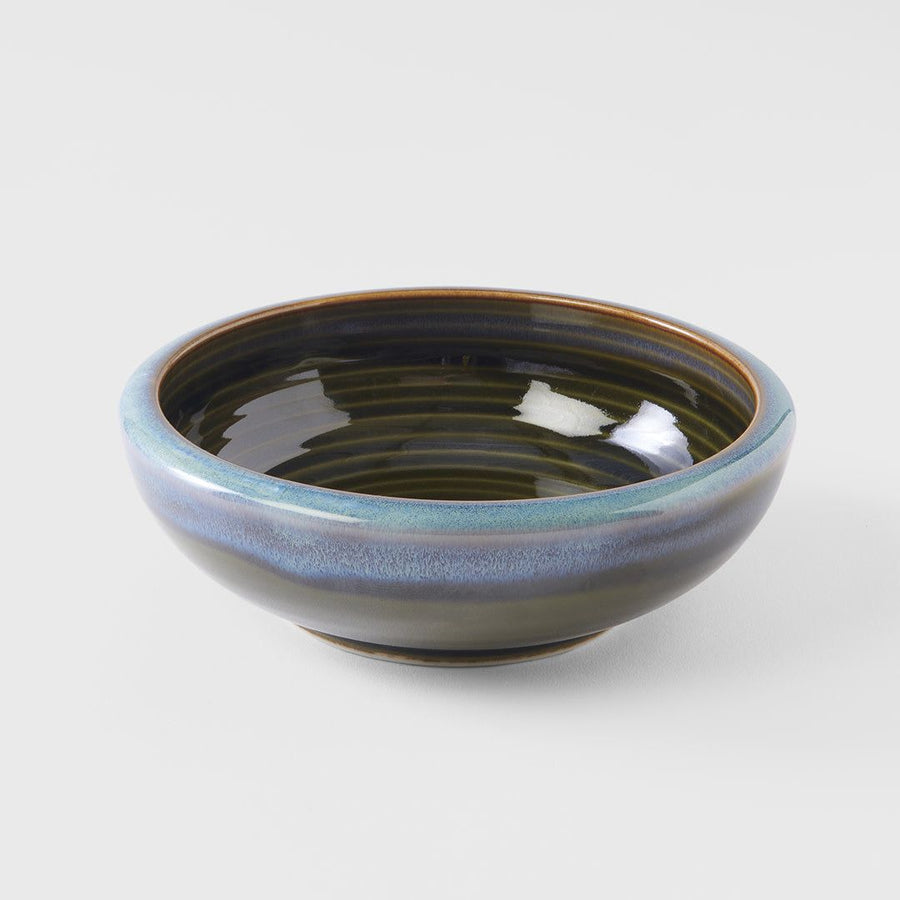 Bowl Thick Edge 17cm Blue Outer Dark Green Inner Glaze - SuperSaverAU - view 1