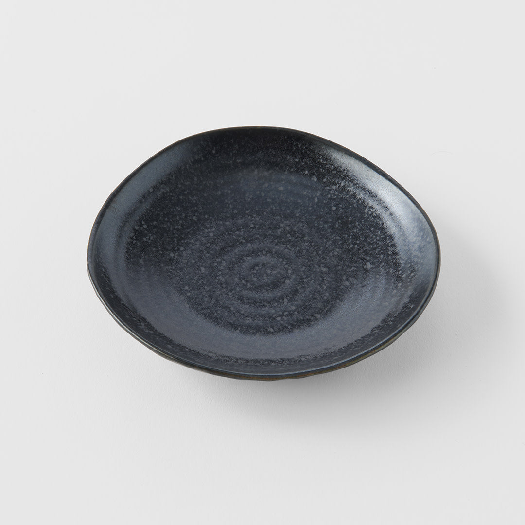 Premium 13.5cm Kanso Matte Black Glaze Organic Ceramic Saucer