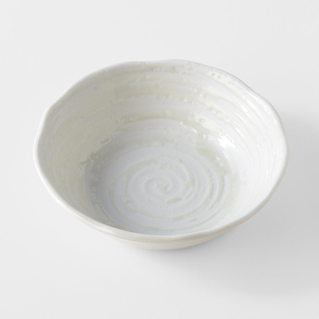 Premium 13.5cm White Spiral Glaze Ceramic Bowl 200ml Dishwasher Microwave Safe