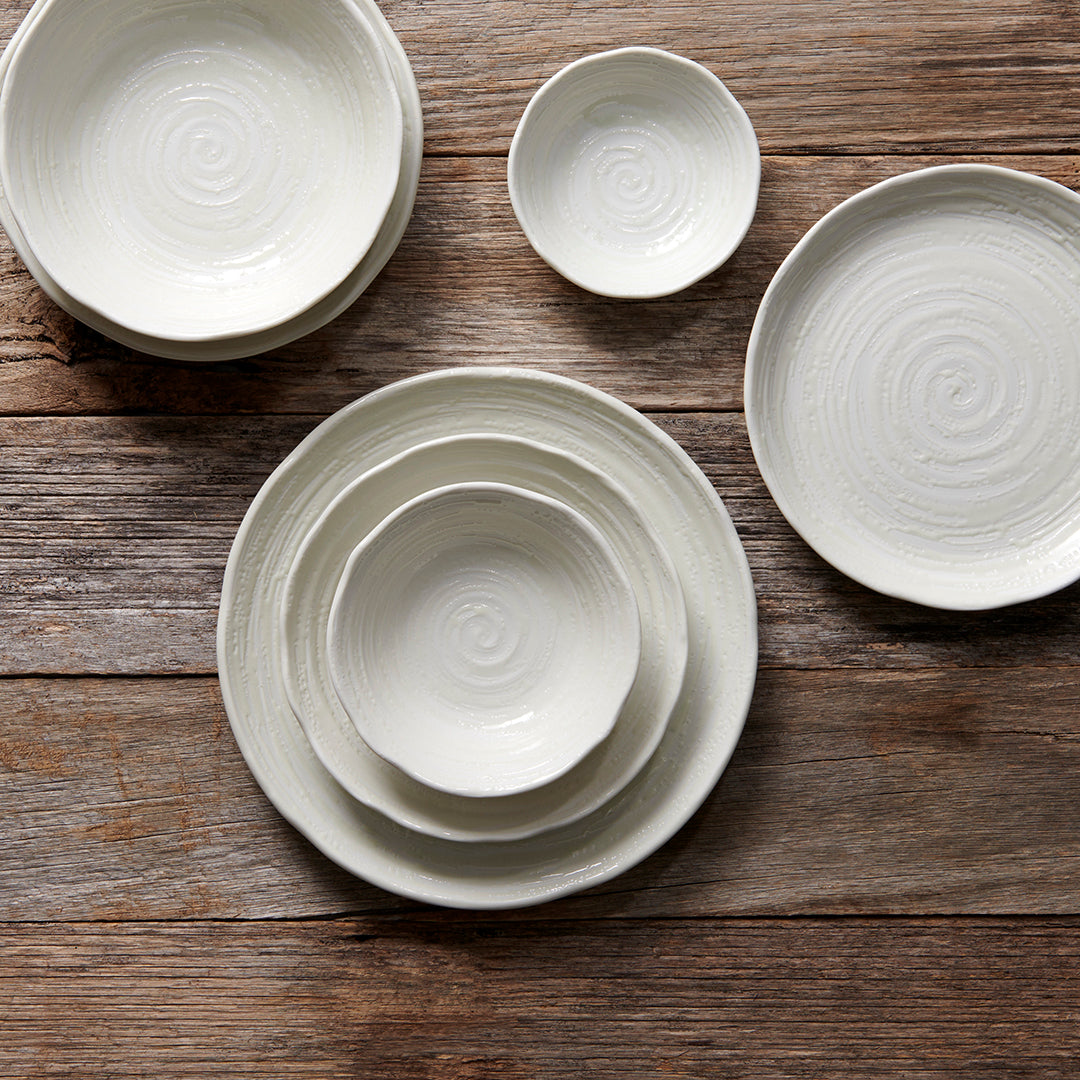 Premium 13.5cm White Spiral Glaze Ceramic Bowl 200ml Dishwasher Microwave Safe