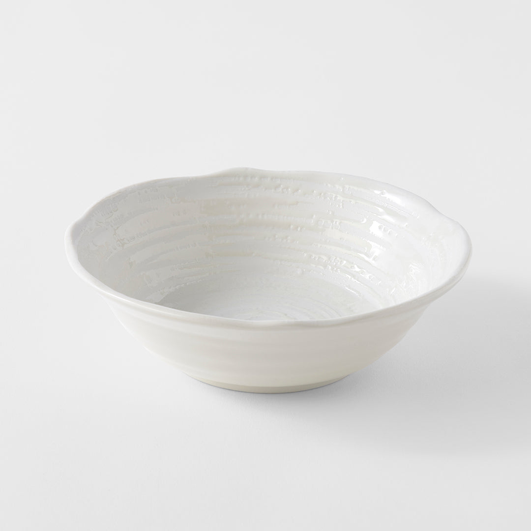 Premium 15.5cm White Spiral Glaze Ceramic Bowl 350ml Dishwasher Microwave Safe