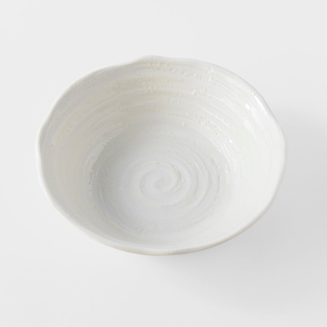 Premium 15.5cm White Spiral Glaze Ceramic Bowl 350ml Dishwasher Microwave Safe