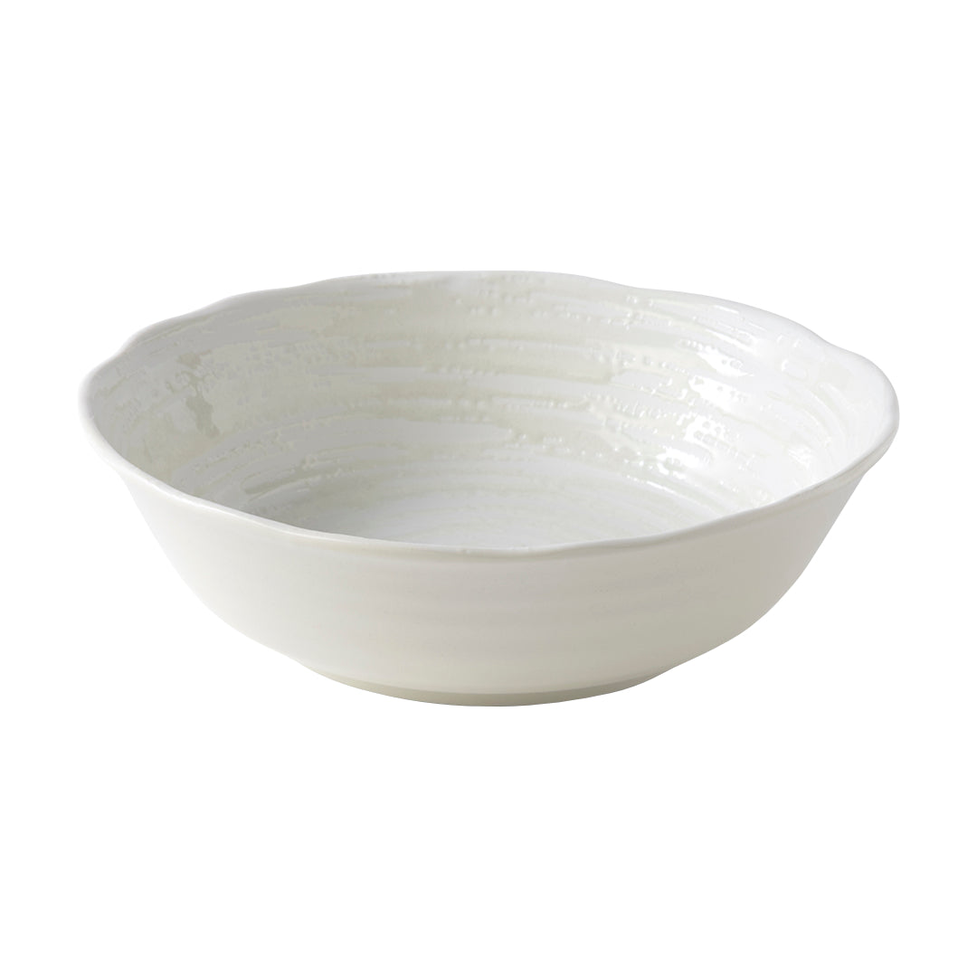 Premium 21.5cm White Spiral Glaze Ceramic Bowl 900ml Dishwasher Microwave Safe