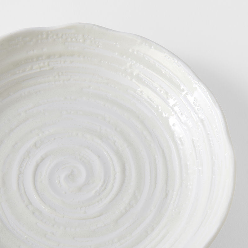 Premium 22cm White Spiral Glaze Ceramic Pasta Bowl 350ml Dishwasher Microwave Safe