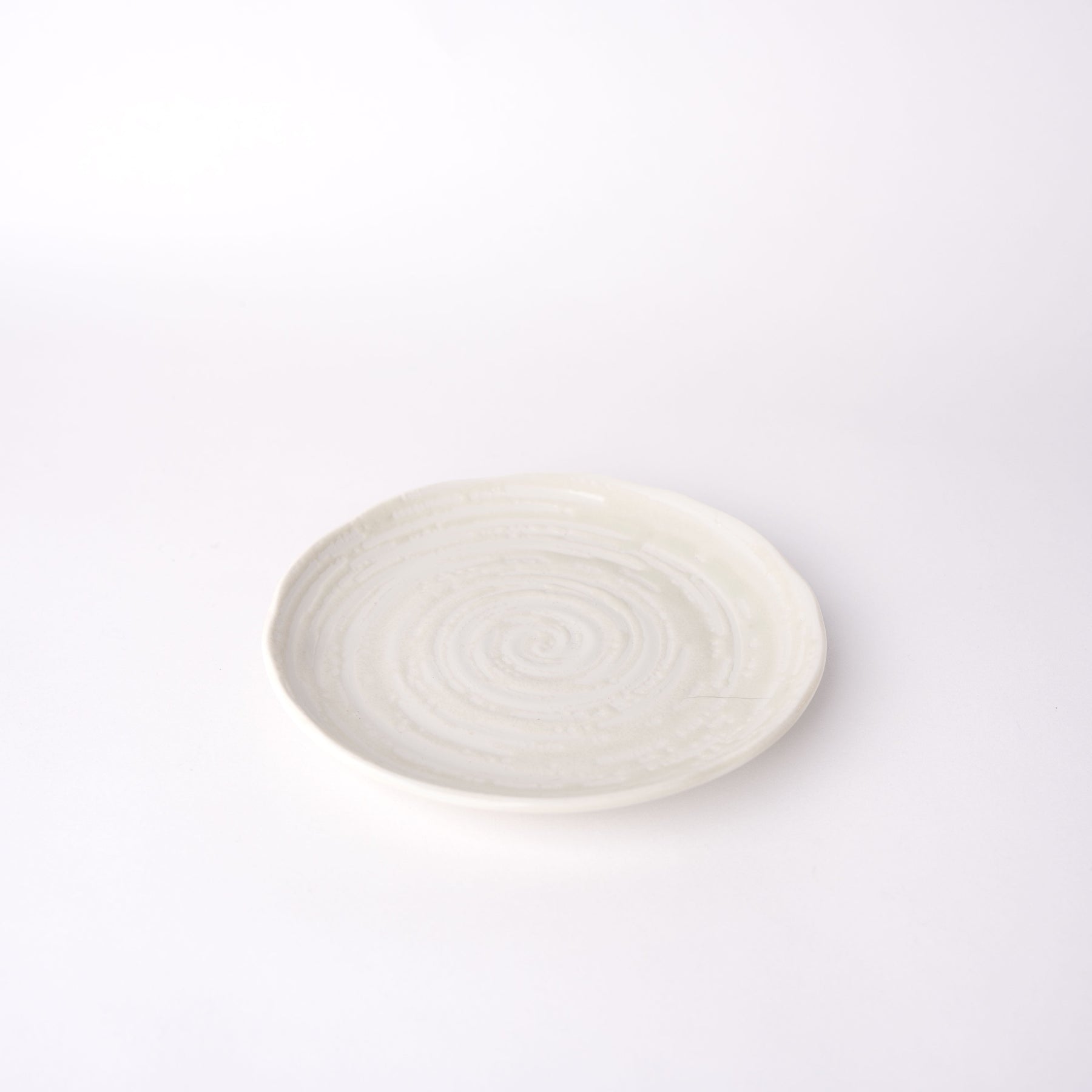 Premium 16cm White Spiral Glaze Ceramic Tapas Plate Dishwasher Microwave Safe