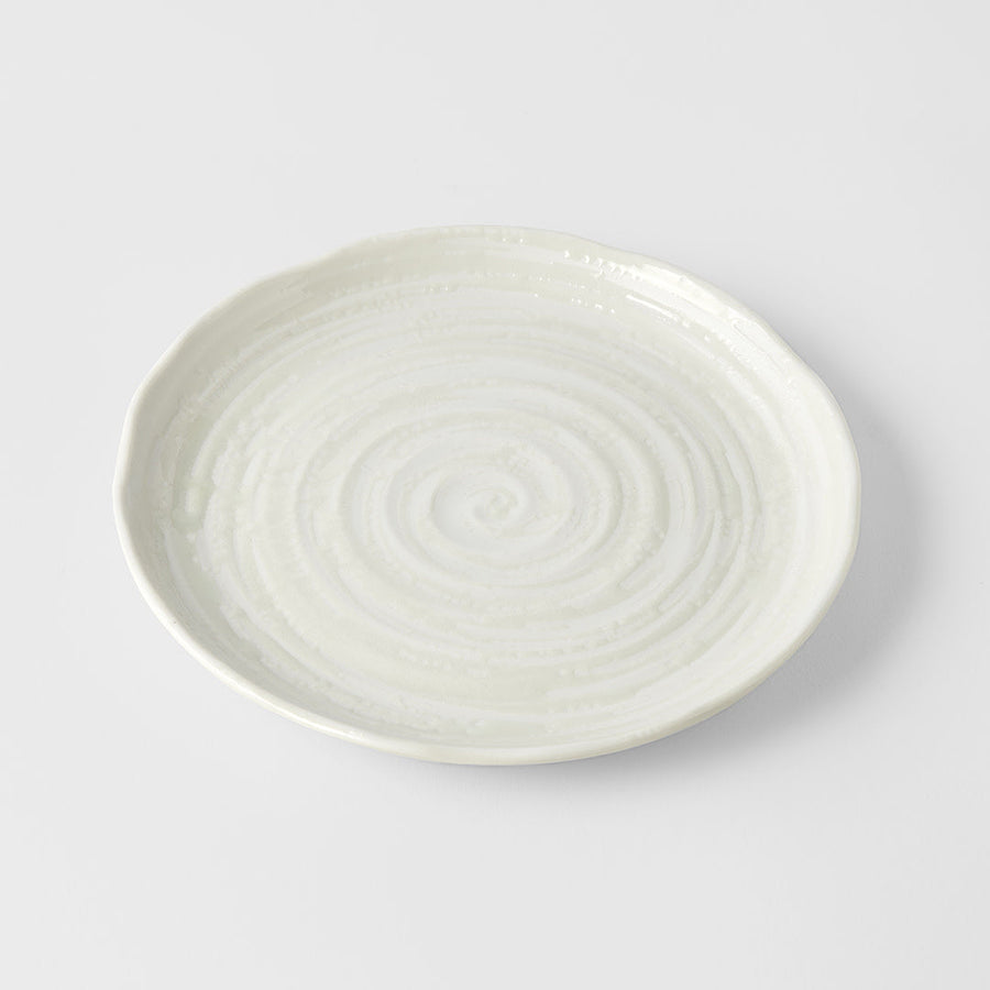 21.5cm White Spiral Glaze Ceramic Side Plate Dishwasher Microwave Safe