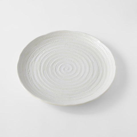 29.5cm White Spiral Glaze Ceramic Dinner Plate Dishwasher Microwave Safe