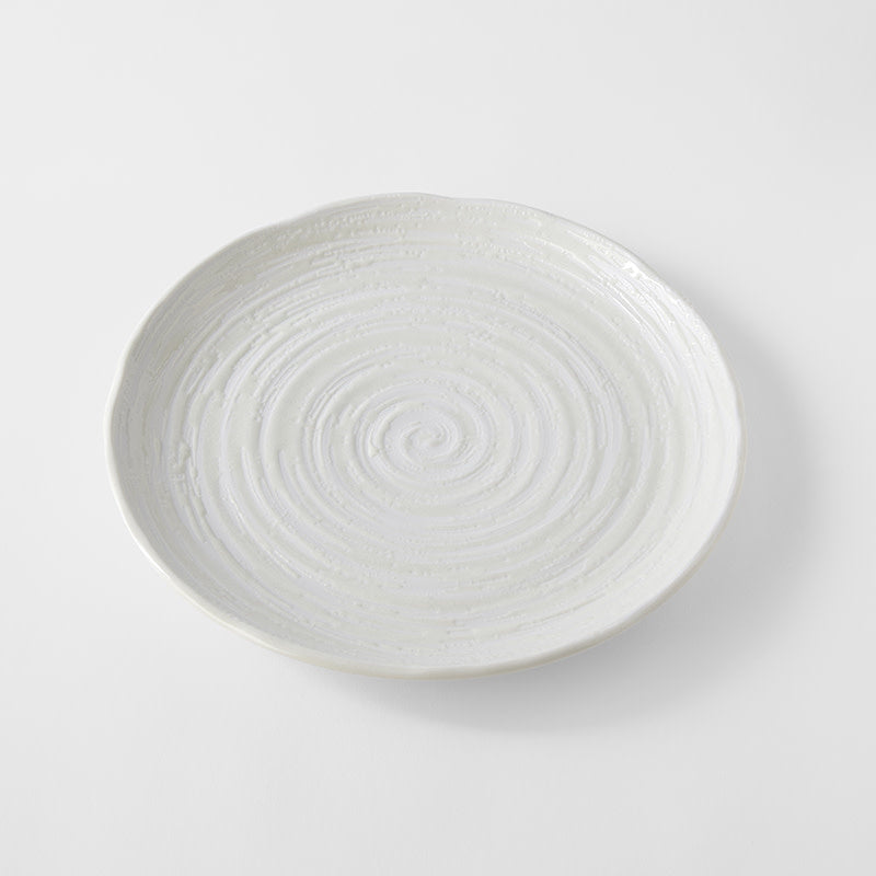 29.5cm White Spiral Glaze Ceramic Dinner Plate Dishwasher Microwave Safe