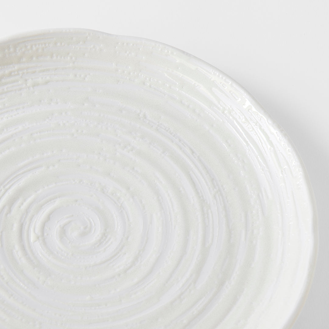 29.5cm White Spiral Glaze Ceramic Dinner Plate Dishwasher Microwave Safe