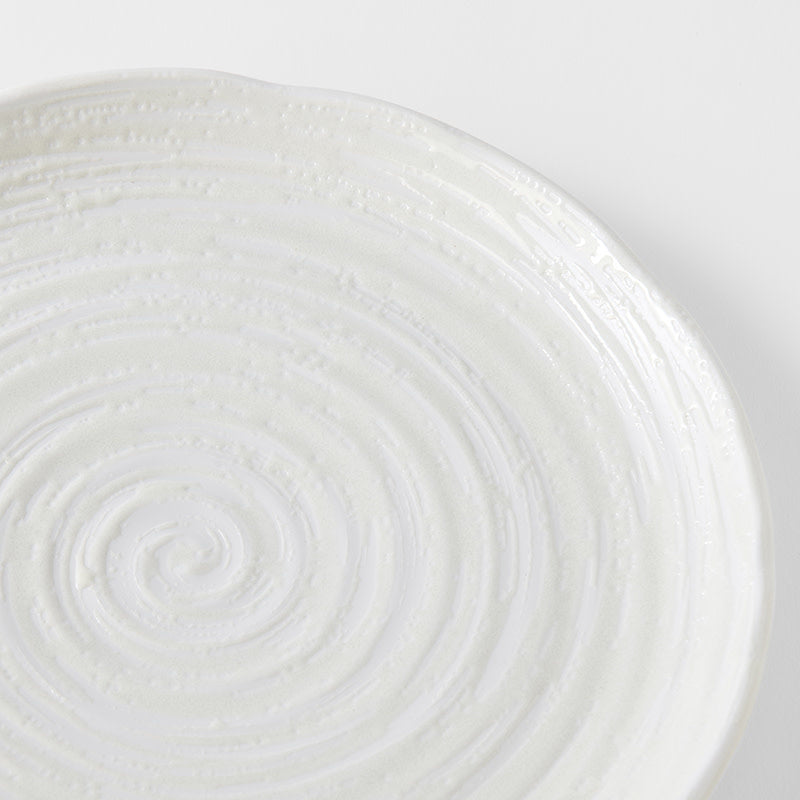 29.5cm White Spiral Glaze Ceramic Dinner Plate Dishwasher Microwave Safe