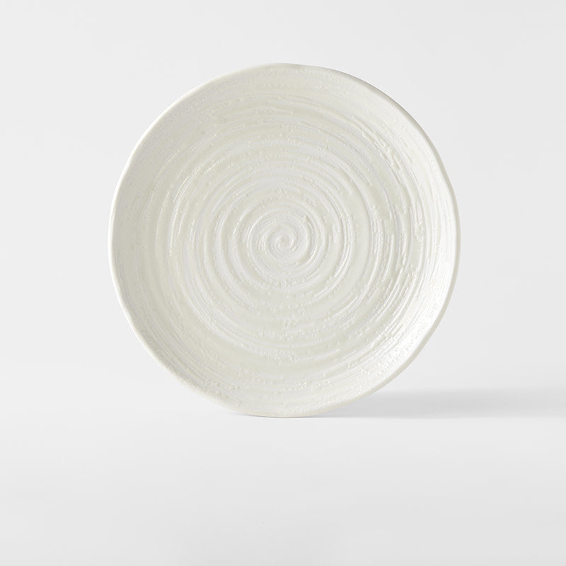 29.5cm White Spiral Glaze Ceramic Dinner Plate Dishwasher Microwave Safe