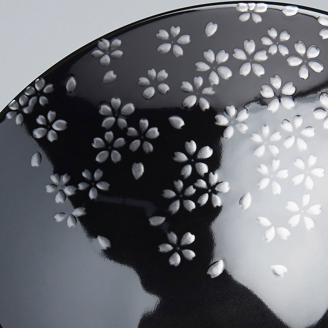 Premium 25cm Silver Sakura Design Ceramic Bowl 1000ml Dishwasher Microwave Safe