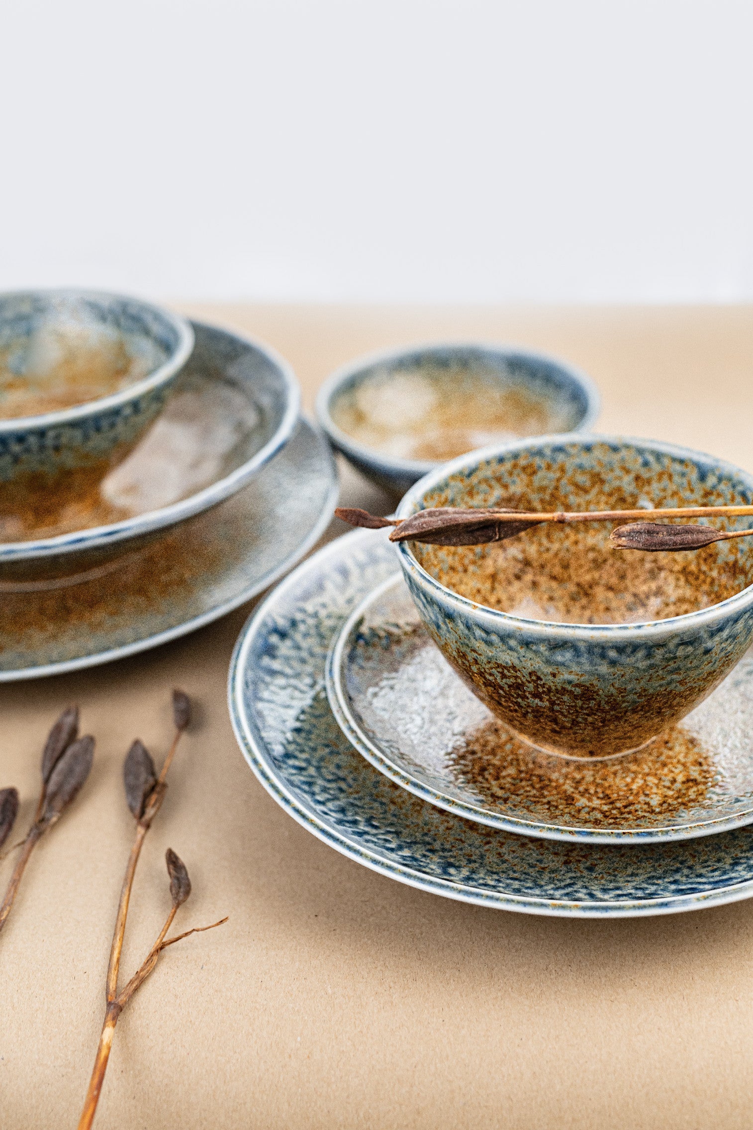 Premium Ceramic Deep Bowl – Brown Earth & Sky Glaze 13cm