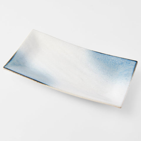 Premium Ceramic Platter – White Aurora Glaze 33 x 19cm