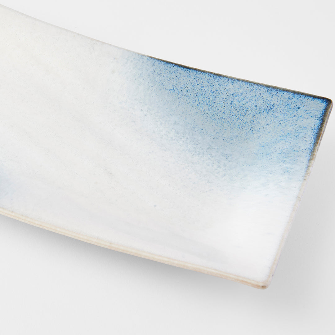 Premium Ceramic Platter – White Aurora Glaze 33 x 19cm