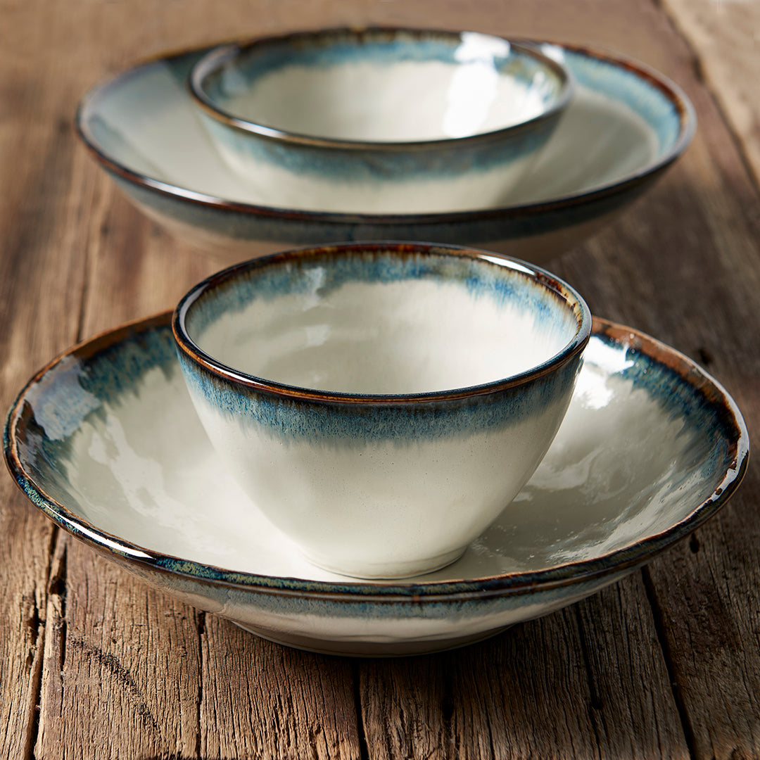 Premium Ceramic Deep Bowl – White Aurora Glaze 13cm