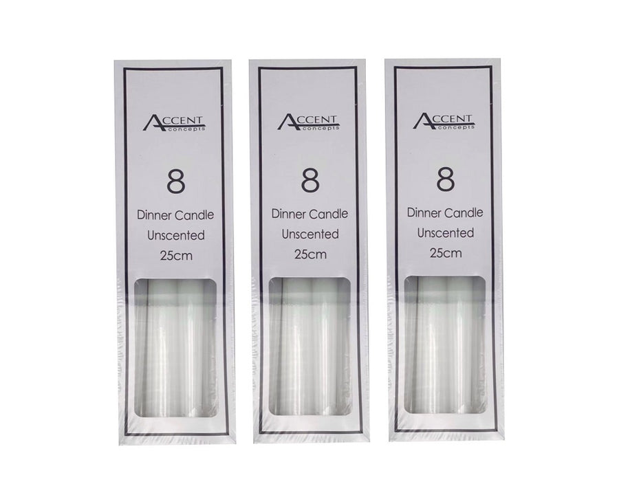 192 x Unscented Dinner Candles White 25cm - Decorative Wax Candles - SuperSaverAU - view 1