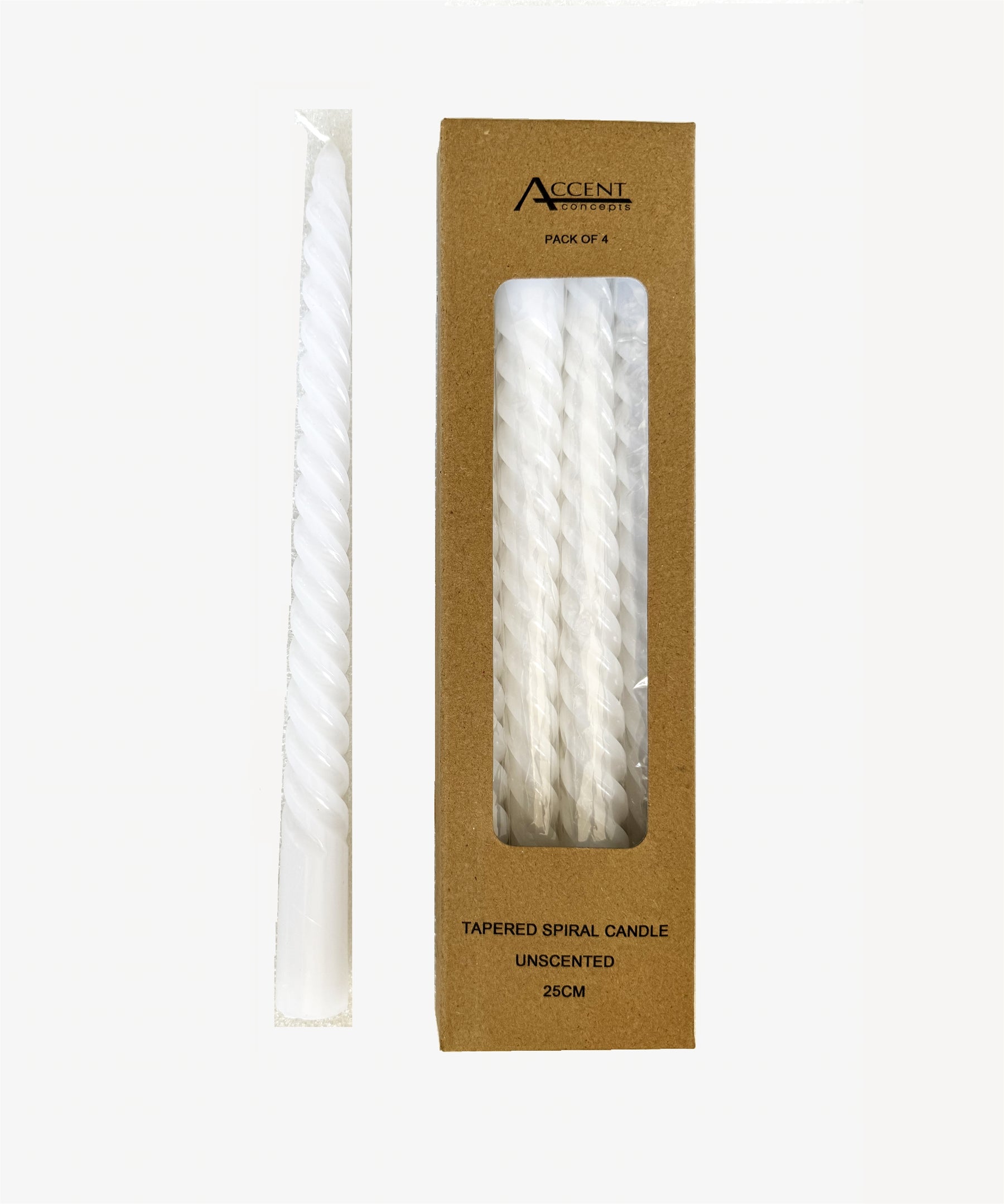 bulk 96 Spiral Dinner Candle White 25cm - SuperSaverAU - view 1
